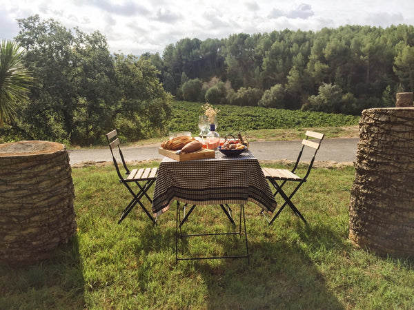 Esmorzar al jardí del celler amb visita
